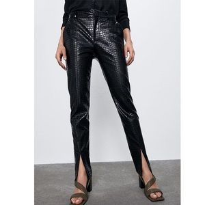 NWOT Zara Croc Embossed leather Pants